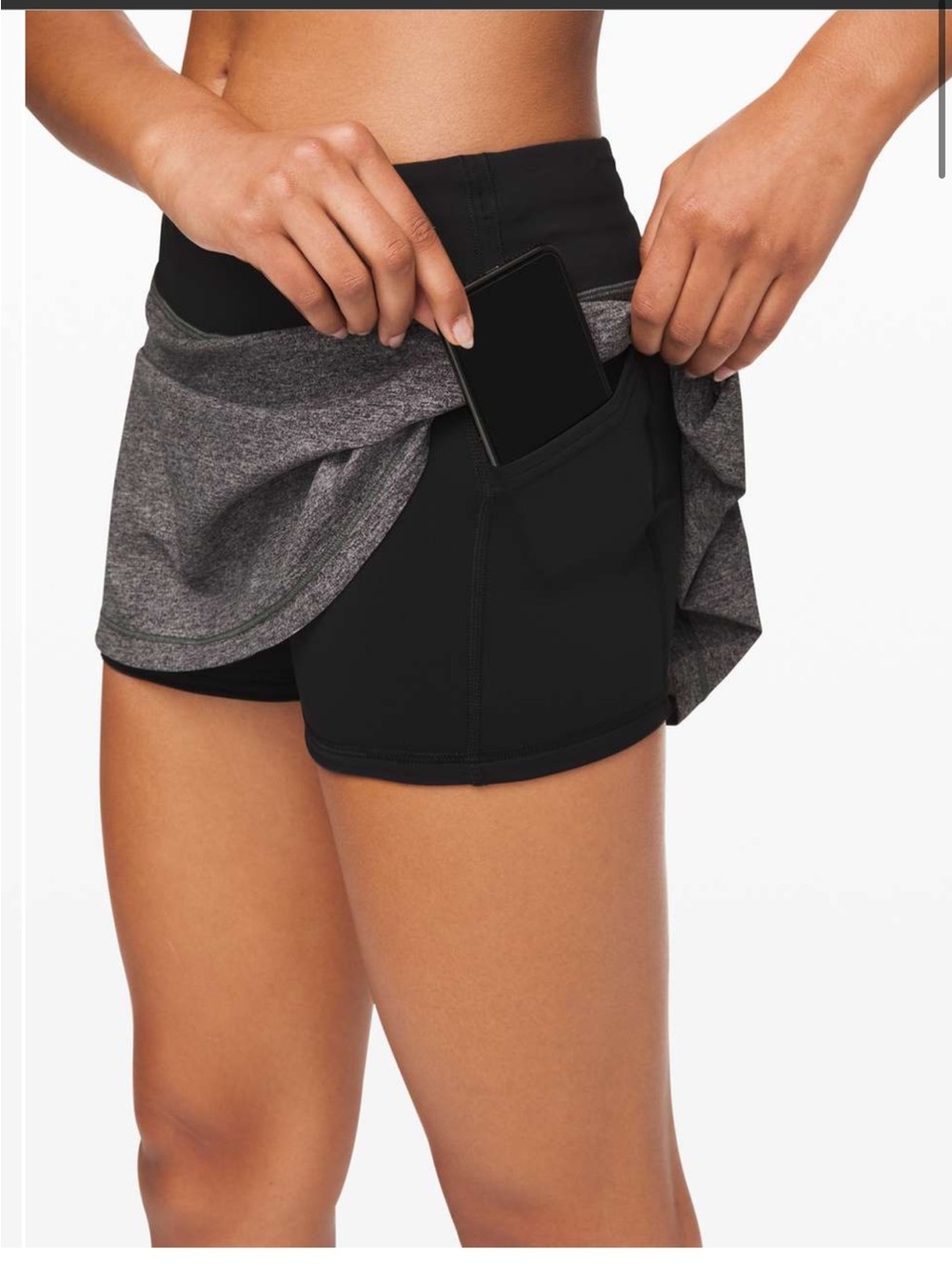 Lululemon Pace Rival Skirt Regular No Panels 13" Heather Lux Multi Black / Black - Picture 3 of 12